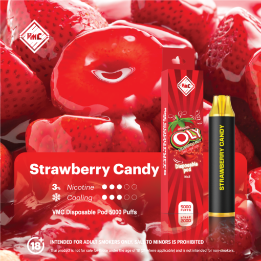 VMC POD 5000 Puffs กลิ่น Strawberry Candy (ลูกอมสตรอเบอร์รี่)
